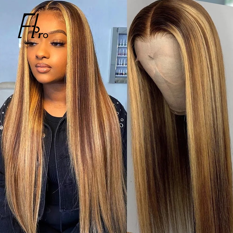 Full Lace Wig Highlight Colored Straight Wig Human Hair Wigs